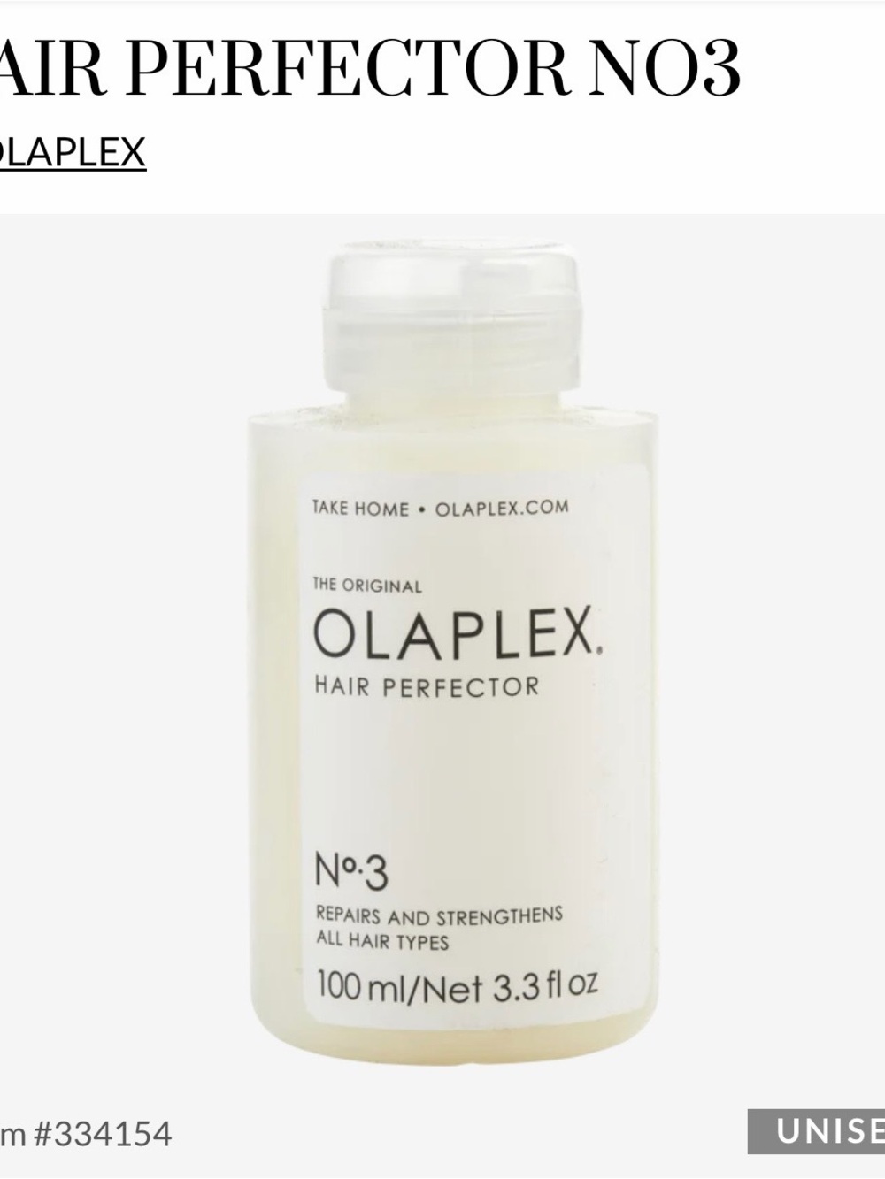 OLAPLEX No.3 Hair Perfector - White Bottle